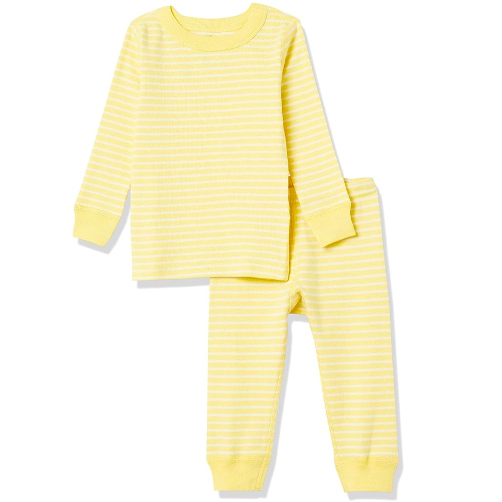 Excellent Condition Hanna Andersson Moon and Back Yellow/White Stripe Pajamas